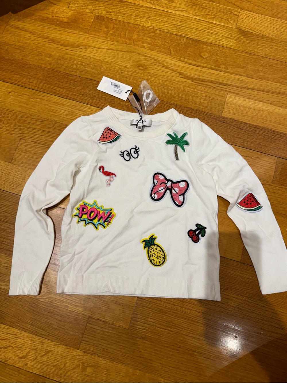 Milly Girls' Cream Patchwork Graphic Sweater - Playful Patches